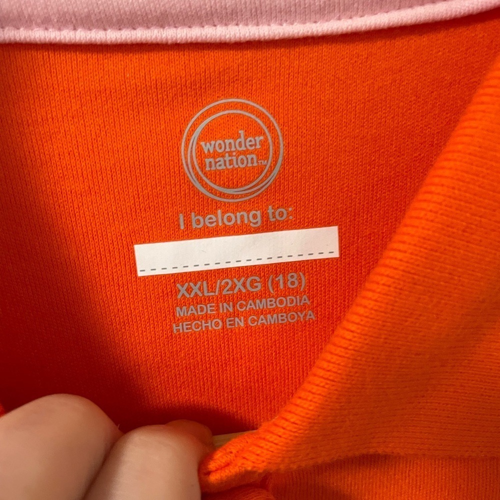 New with tags Kids school uniforms orange xxl 18 long sleeve collar polo shirts - Picture 2 of 5